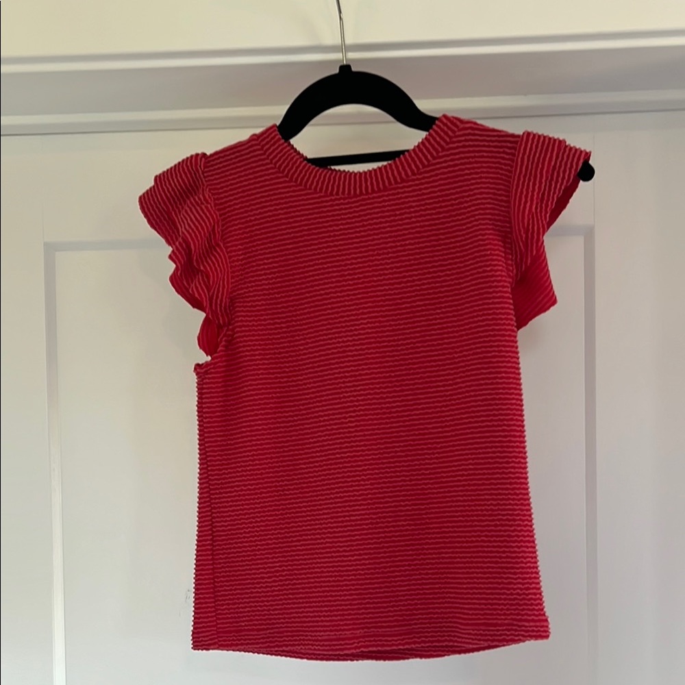 Red Ruffled Sleeve Top